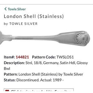 Towle Silver London Shell Stainless Steel salad Forks Set Of 4 Glossy Finish Ger
